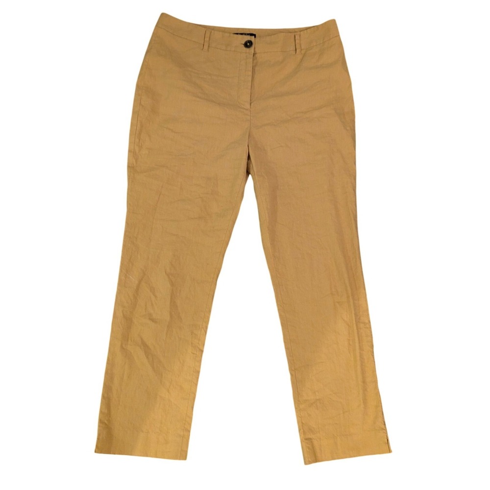 Nic + Zoe Trousers Women 10 Mustard Ankle Pants Straight Leg Casual Chino